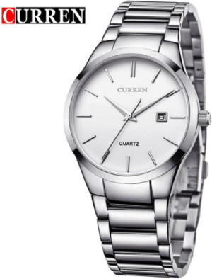 Hidzo Horloge Curren Ø 37 mm - Zilver/Wit - Inclusief horlogedoosje