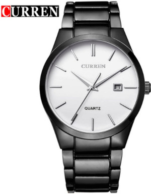 Hidzo Horloge Curren Ø 37 mm - Zwart/Wit - Inclusief horlogedoosje