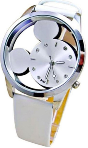 Hidzo Horloge Mickey Ø 37 mm - Wit - Kunstleer