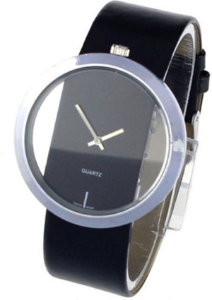 Hidzo Horloge Transparant Ø 37 mm - Zwart - Kunstleer