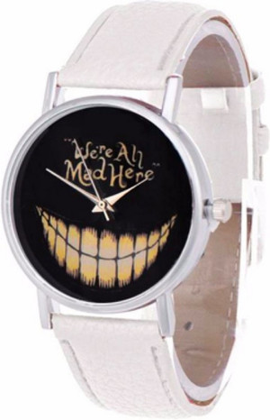 Hidzo Horloge We're All Mad Here Ø 37 mm - Wit - Kunstleer