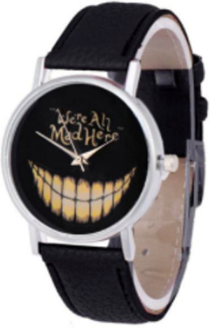 Hidzo Horloge We're All Mad Here Ø 37 mm - Zwart - Kunstleer