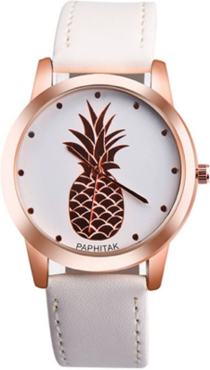 Hidzo Horloge Ananas Ø 37 mm - Wit - Kunstleer