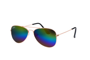 Kinder Piloten Zonnebril - Bronskleurig montuur, regenboog glazen.