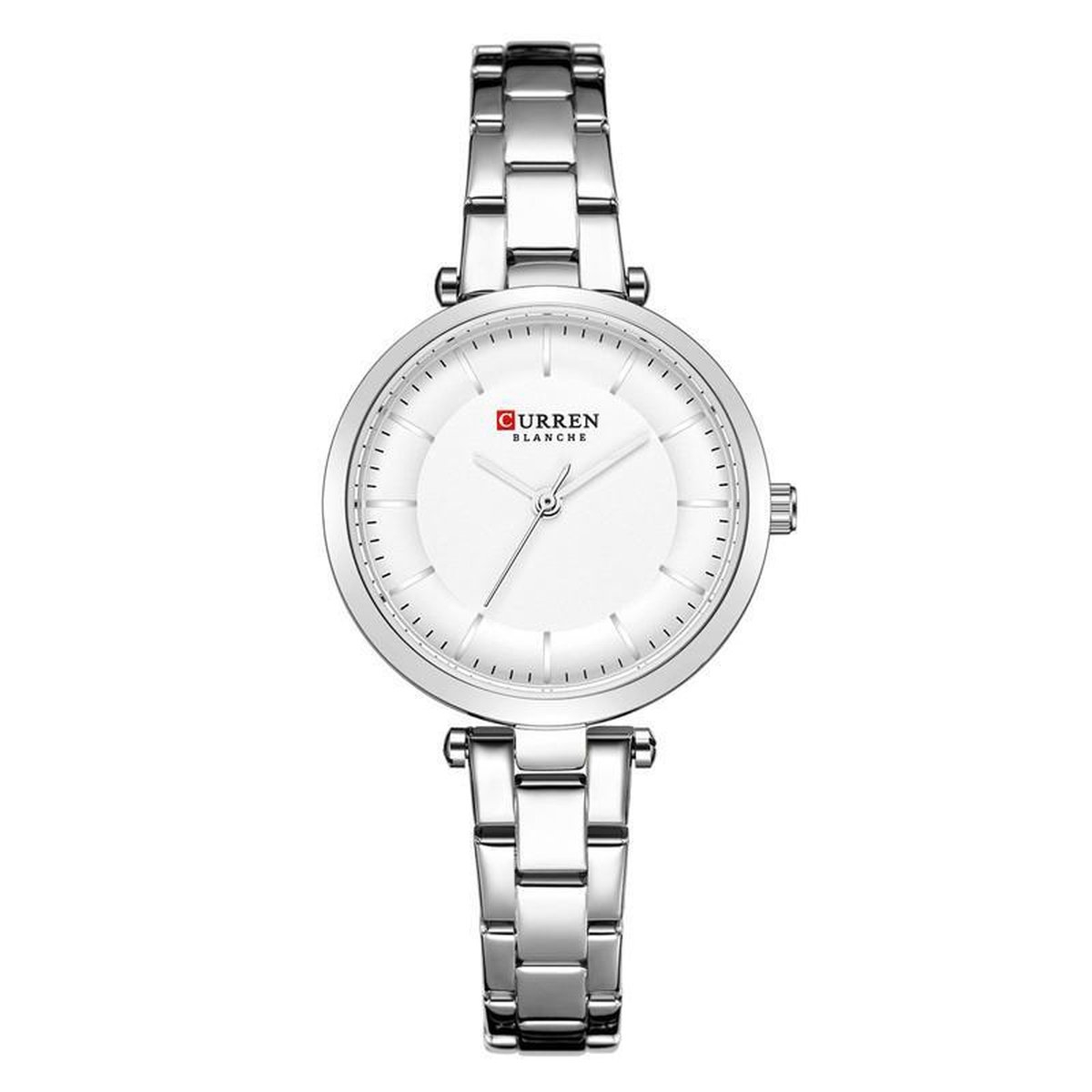 Hidzo Vrouwen Horloge Curren Ø 32 - Met Datumaanduiding - Zilver/Zilver - Staal - Inclusief Horlogedoosje