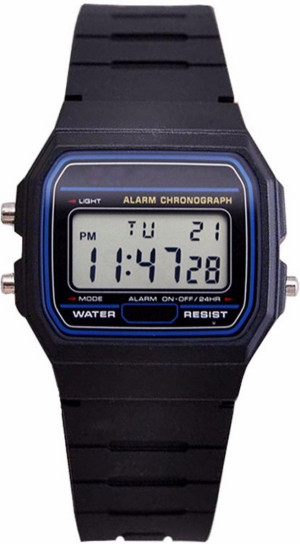 Hidzo Horloge Digital Watch Ø 37 mm - Zwart - Kunststof