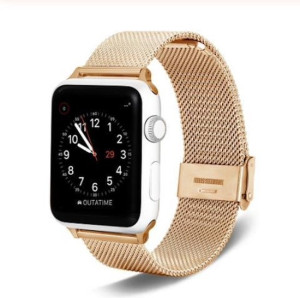 Hidzo Bandje - Geschikt Voor Apple Watch Series 1/2/3/4 - RVS - 38mm/42mm - Goudkleurig
