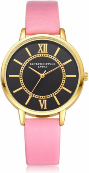 Hidzo Horloge LVPAI Ø 37 mm - Licht Roze - Kunstleer
