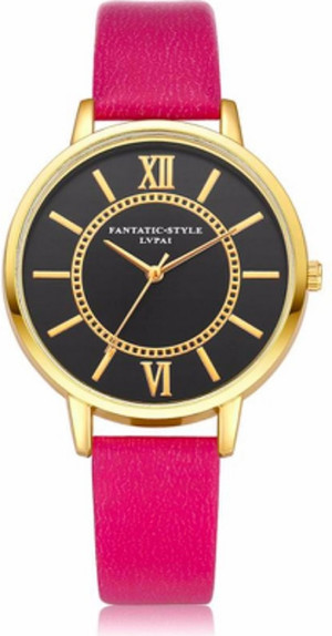 Hidzo Horloge LVPAI Ø 37 mm - Roze - Kunstleer