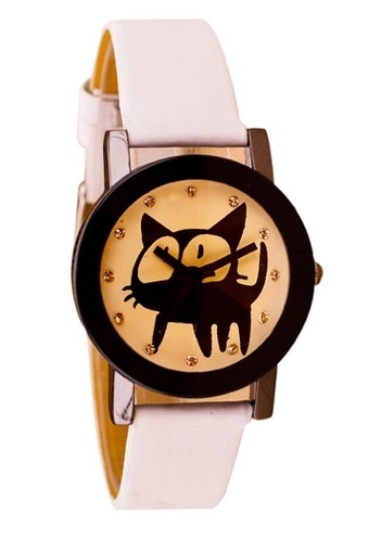 Hidzo Horloge Kat Ø 37 mm - Wit - Kunstleer