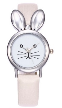Hidzo Horloge Konijn Ø 37 mm - Wit - Kunstleer