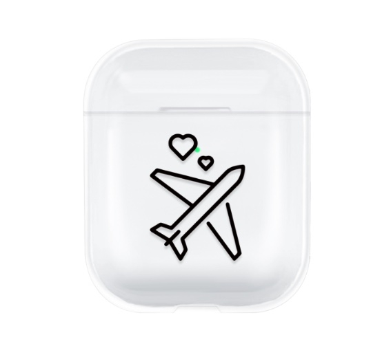 Hidzo case voor Apple's AirPods 1/2/3/4 - Hard Case - Hartjes Vliegtuig - Transparant - AirPods case