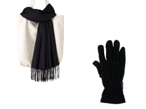 Winterset Zwart - Zwarte Sjaal 200*70cm + Zwarte Handschoenen Maat L
