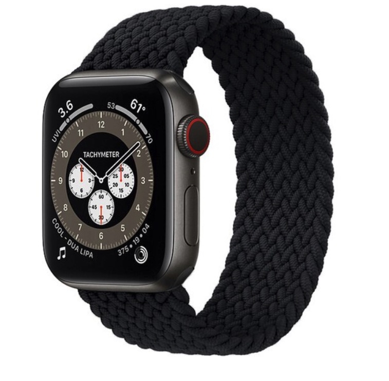 Hidzo Horlogebandje - Geschikt Voor Apple Watch Series 1/2/3/4 - Maat S 42MM / 44MM / 45MM - Elastiek - Zwart