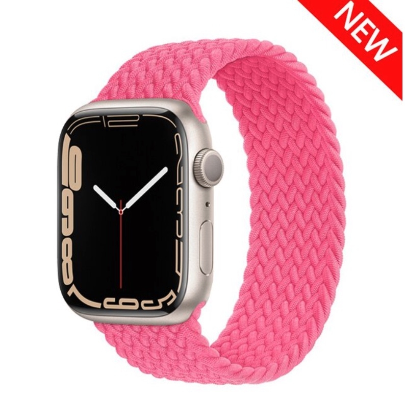Hidzo Horlogebandje - Geschikt Voor Apple Watch Series 1/2/3/4 - Maat S 42MM / 44MM / 45MM - Elastiek - Roze