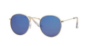 Hidzo Ronde Zonnebril Goudkleurig - UV 400 - Blauwe Glazen