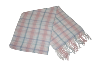 Hidzo Sjaal - 175cm_68cm - Katoen - Multicolor - Lichtroze/Blauw/Wit