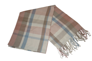 Hidzo Sjaal - 175cm_68cm - Katoen - Multicolor - Wit/Bruin/Rood/Blauw