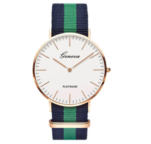 Hidzo Horloge Chronos Ø 37 mm - Blauw/Groen/Blauw - Inclusief horlogedoosje