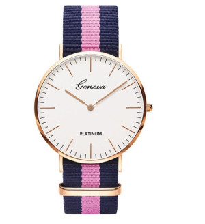 Hidzo Horloge Chronos Ø 37 mm - Blauw/Roze/Blauw - Inclusief horlogedoosje