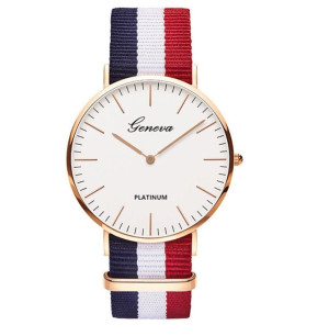 Hidzo Horloge Chronos Ø 37 mm - Blauw/Wit/Rood - Inclusief horlogedoosje