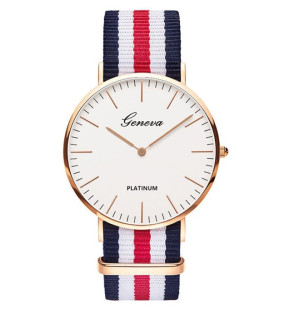 Hidzo Horloge Chronos Ø 37 mm - Blauw/Wit/Rood/Wit/Blauw - Inclusief horlogedoosje