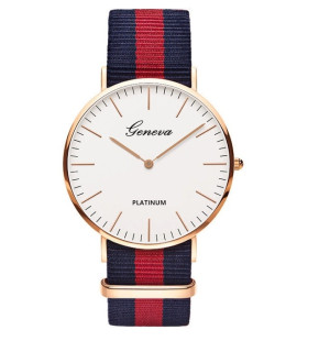 Hidzo Horloge Chronos Ø 37 mm - Blauw/Rood/Blauw - Inclusief horlogedoosje