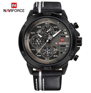 Hidzo Horloge Naviforce Ø 47 mm - Zwart/Wit - Inclusief horlogedoosje