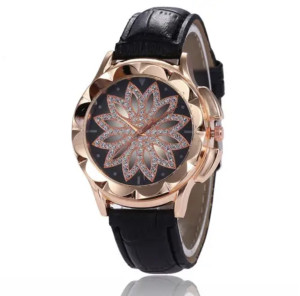 Hidzo Horloge Quartz Ø 30 - Dames - Zwart - Rosékleurig - Analoog - Inclusief Horloge Doosje