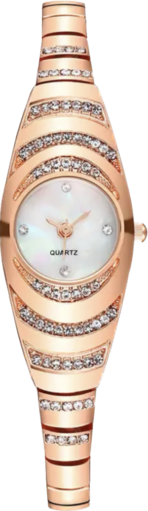 Hidzo Horloge -QUARTZ - Rosékleurig - Dames - Analoog - Ø15 mm - staal