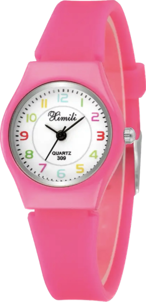 Hidzo Kinderhorloge - Analoog - Ø 25 mm - Roze - Siliconen