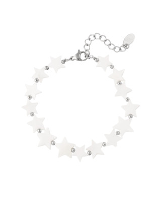 Hidzo armband - Zeeschelp Sterretjes - Zilverkleurig - Stainless steel