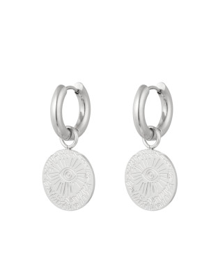 Hidzo oorbellen - Ring met oog - Zilverkleurig - Stainless steel
