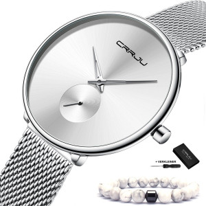 CRRJU® - Horloge Dames - Cadeau voor Vrouw - 40 mm - Zilver Wit