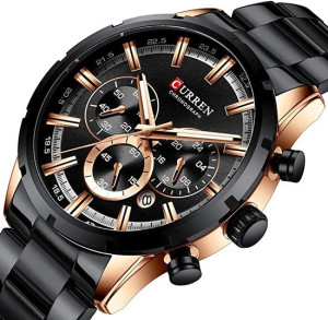 Horloges voor Mannen Heren Horloge Curren Herenhorloge Watch - Jongens Horloges zwart rose