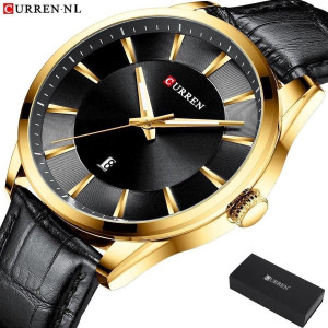 Horloges voor Mannen Heren Horloge Curren Herenhorloge Watch - Jongens Horloges - Incl. Horlogebox Geschenkdoos - Zwart Goud