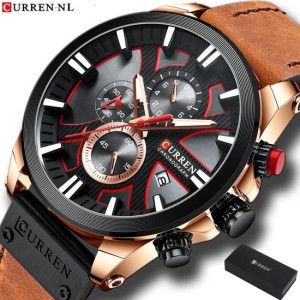 Horloges voor Mannen Heren Horloge Curren Herenhorloge Watch - Jongens Horloges - Incl. Horlogebox Geschenkdoos - Bruin Zwart
