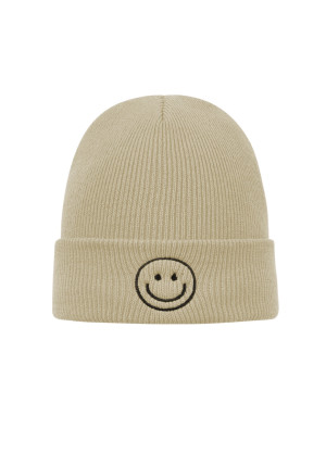 Hidzo Beanie - Muts - Smiley - Beige - Acryl - One Size