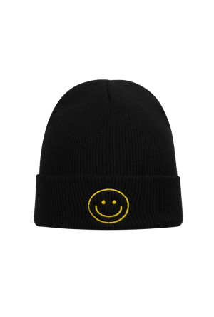 Hidzo Beanie - Muts - Smiley - Zwart - Acryl - One Size