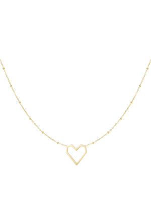Hidzo Ketting - Heart with Dots - Stainless steel - Goudkleurig