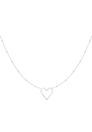 Hidzo Ketting - Heart with Dots - Stainless steel - Zilverkleurig
