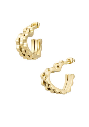 Hidzo oorbellen - Heart link in link - Stainless Steel - Goudkleurig