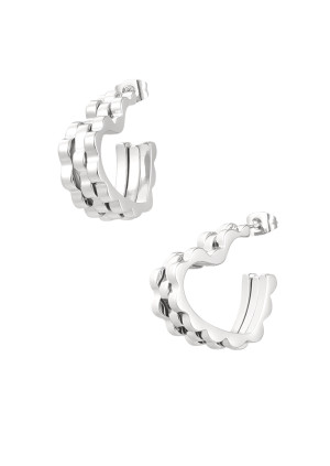 Hidzo oorbellen - Heart link in link - Stainless Steel - Zilverkleurig