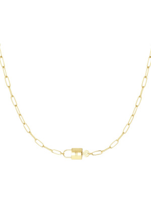 Hidzo ketting - Schakel met slot - Stainless steel - Goudkleurig
