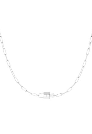 Hidzo ketting - Schakel met slot - Stainless steel - Zilverkleurig