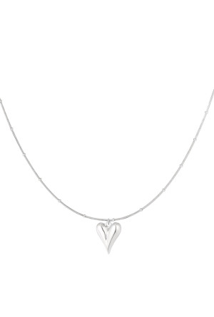 Hidzo ketting - Ball necklace with heart - Stainless Steel - Zilverkleurig