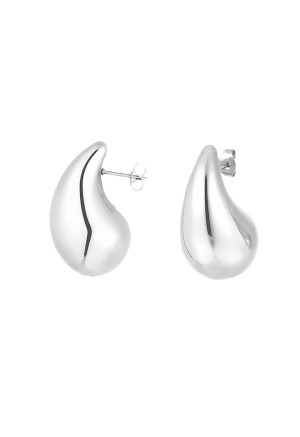 Hidzo oorbellen - Druppels medium - Zilverkleurig - Stainless steel