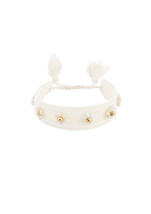 Hidzo armband - Flowers - Off white - Polyester/ Stainless steel