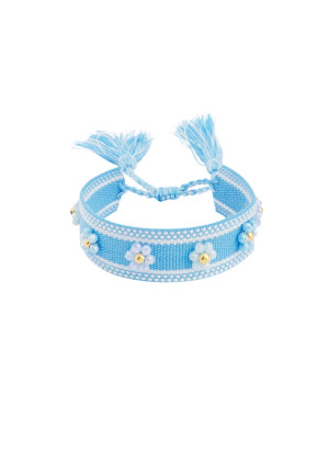 Hidzo armband - Flowers - Blauw - Polyester/ Stainless steel
