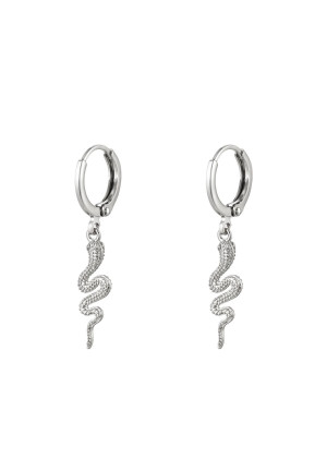Hidzo oorbellen - Special Snake - Zilverkleurig - Stainles steel